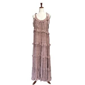 Bucket List Dress NWT Tiered Maxi Cottagecore Prarie Boho Dusty Rose Ruffled